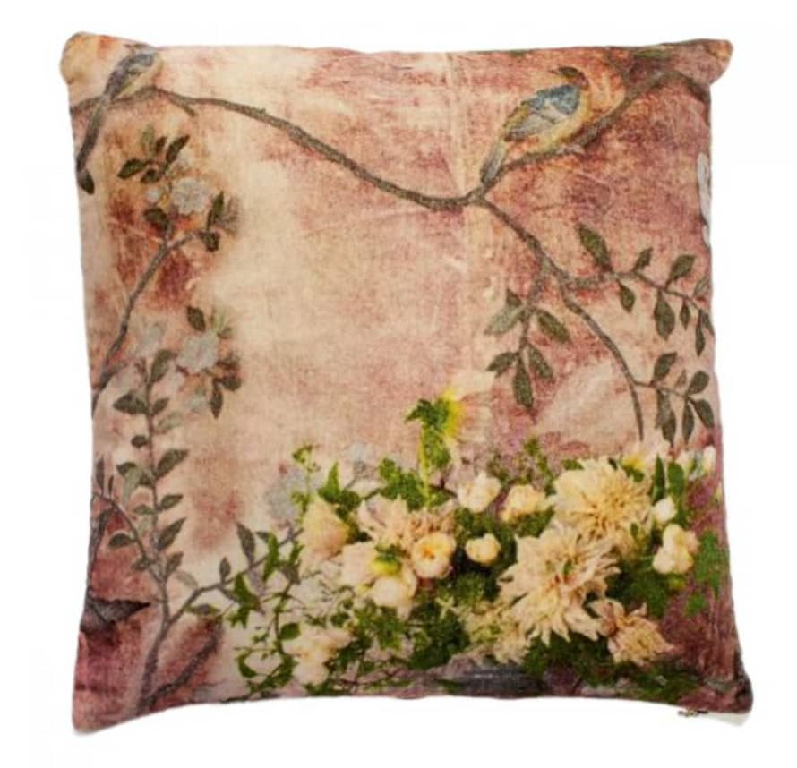 De Weldaad Pink Flower Printed Cushion