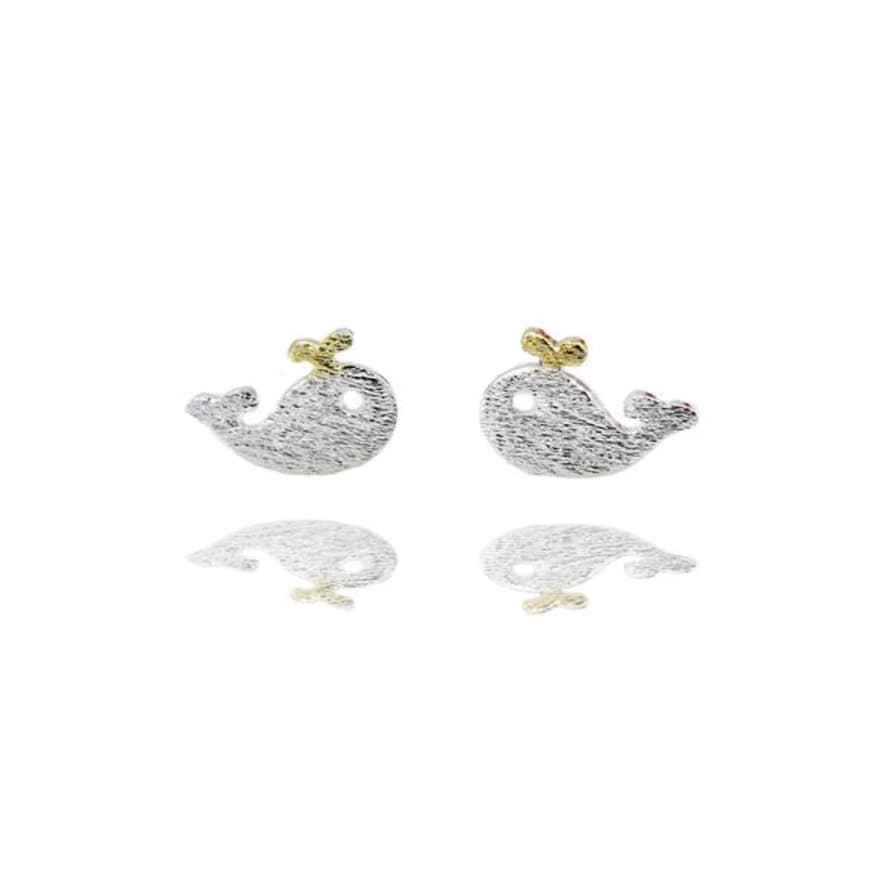 Curiouser and Curiouser Sterling Silver Whale Stud Earrings