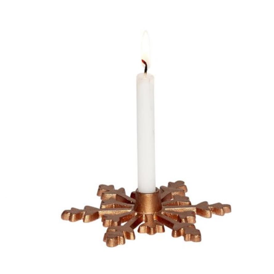 Hubsch Medium Copper Snowflake Candle Holder