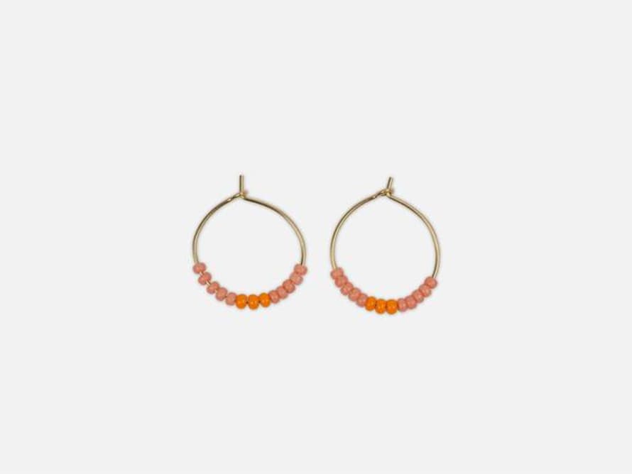 Folkdays Hoops With Glass Beads Pink Orange O 1 7 Cm