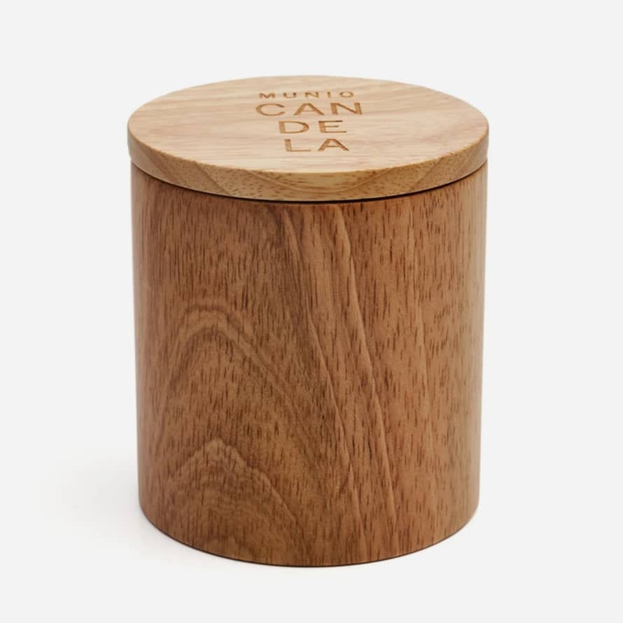 Munio Candela Linden Candle - Eco Soy Wax Candle in Wooden Vessel with Lid