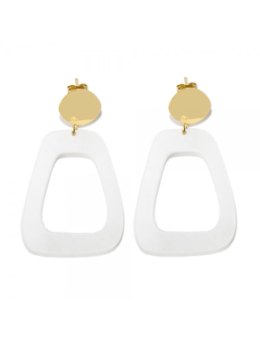 sept cinq White Mother of Pearl Anchor Earrings