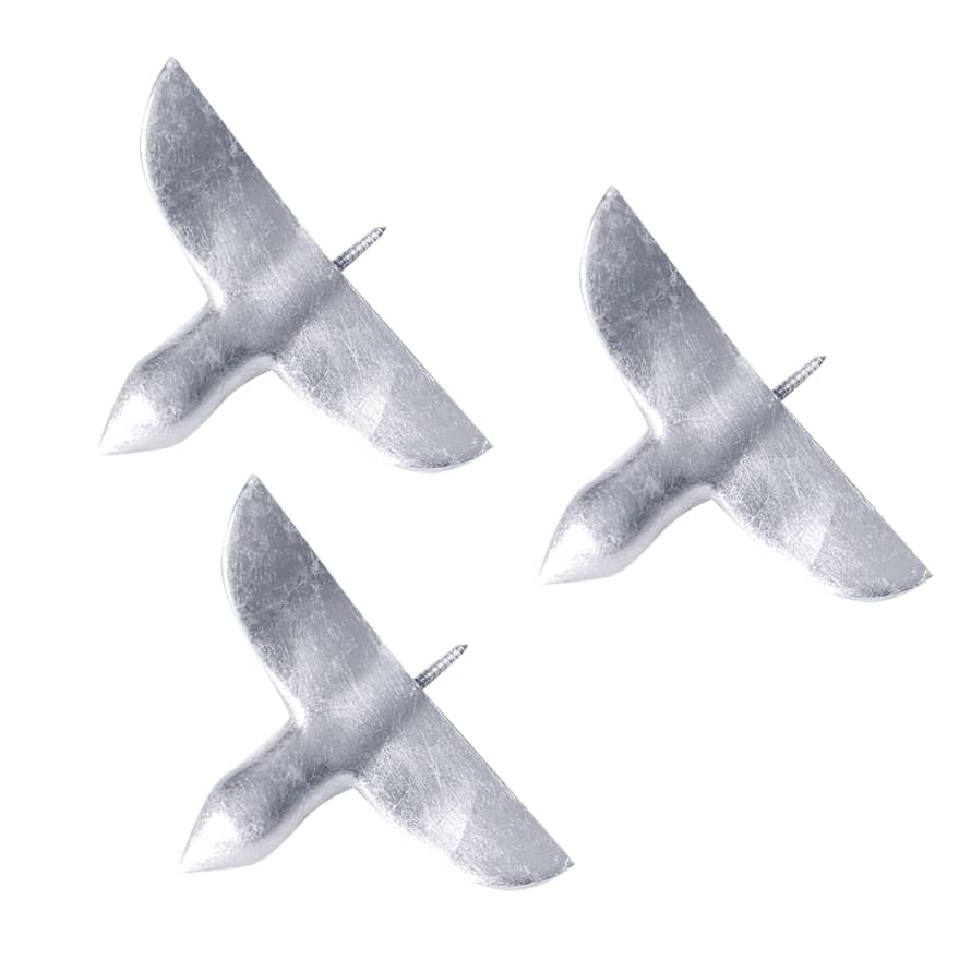 Thomas Poganitsch Design The Birds Set of 3 Ceramic Wall Hook Silver