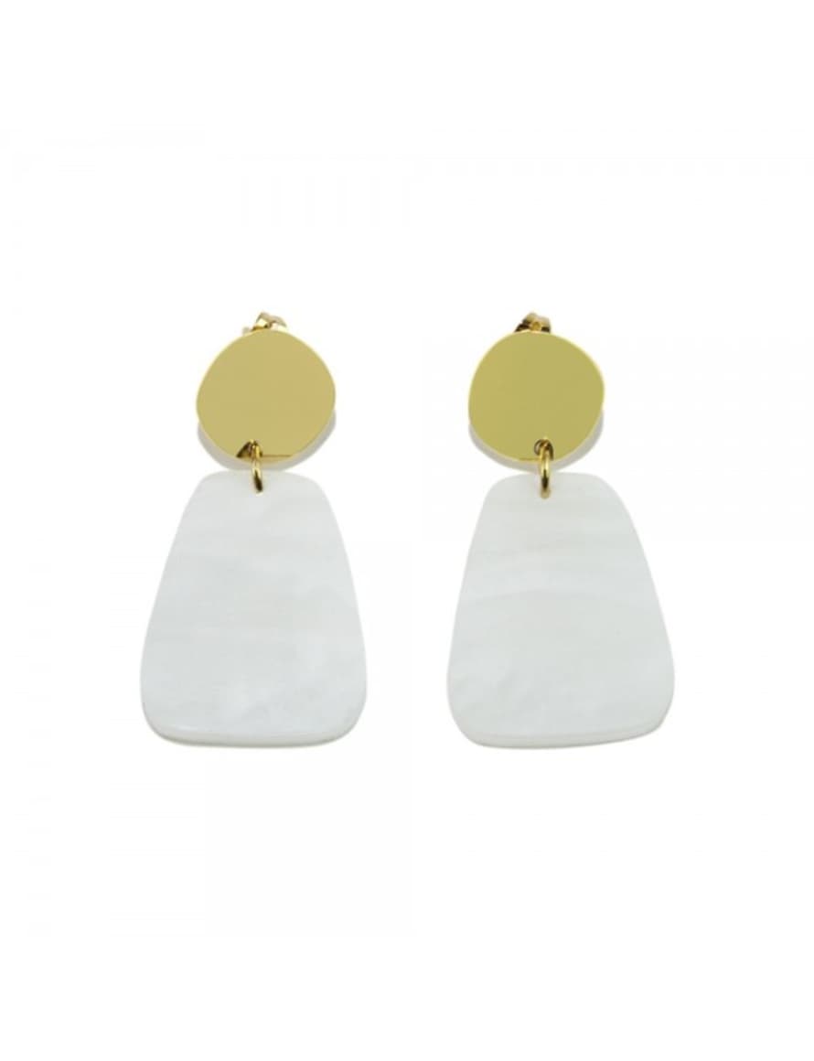 sept cinq White Amphore Mother of Pearl Earrings