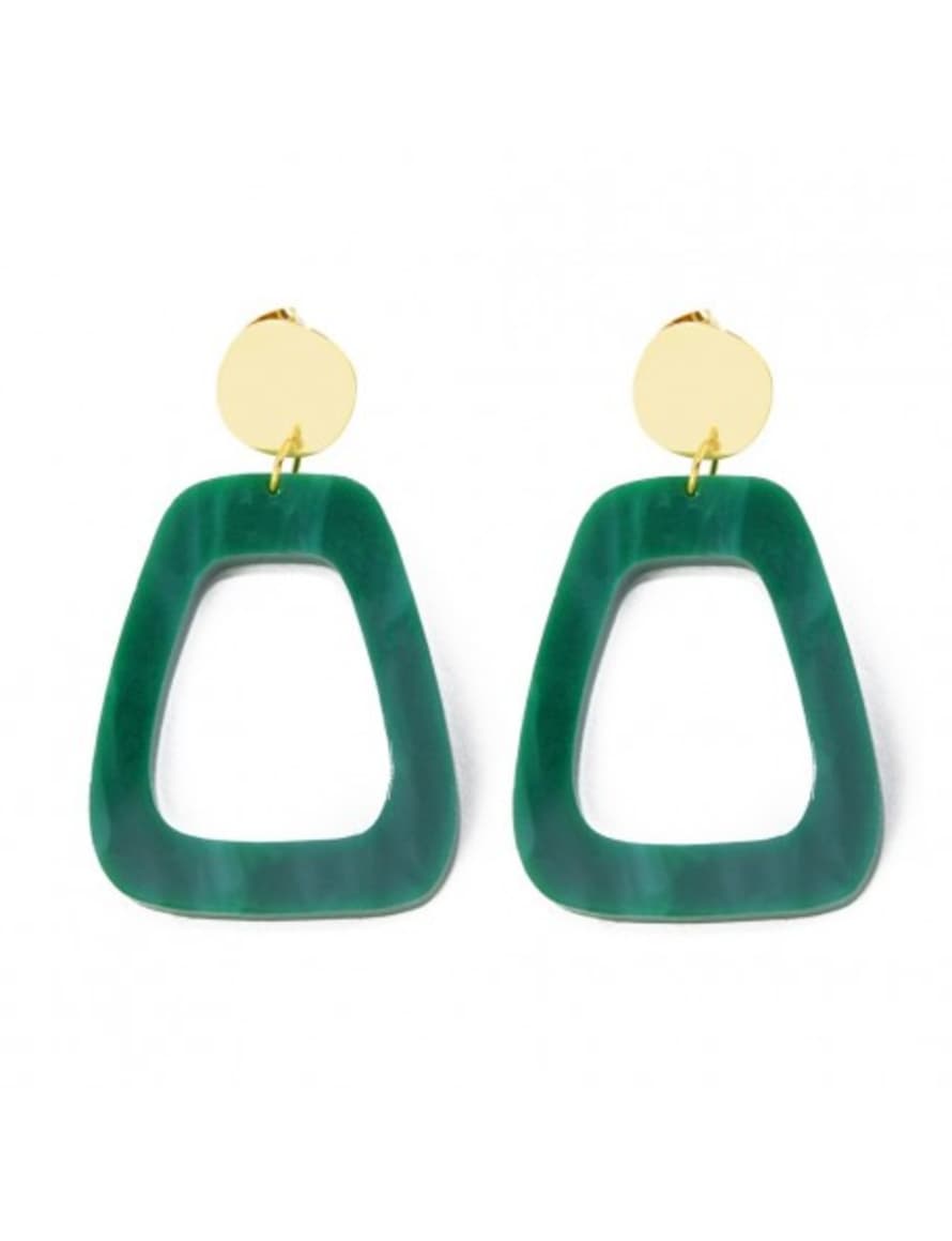 sept cinq Green Gold Clip Anchor Earrings