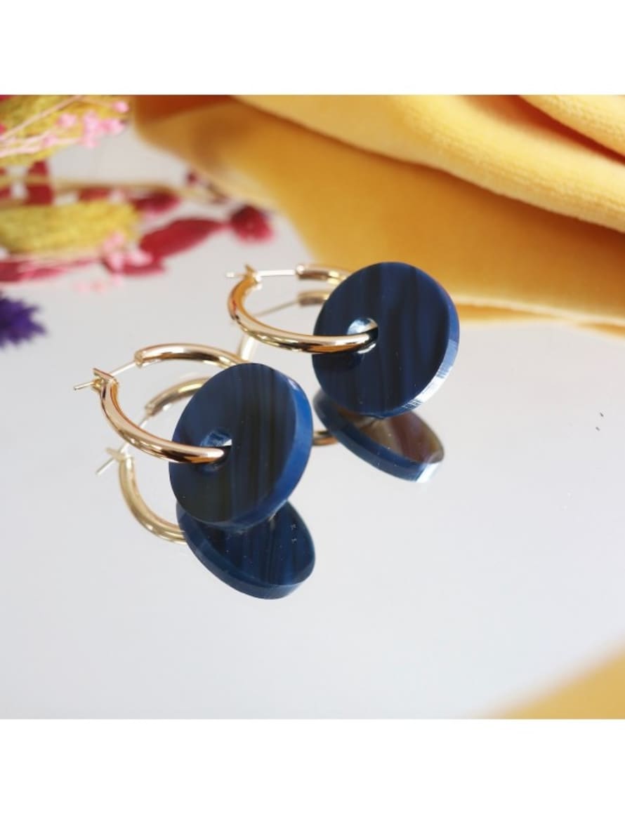 sept cinq Lapis Blue Saucer Earrings