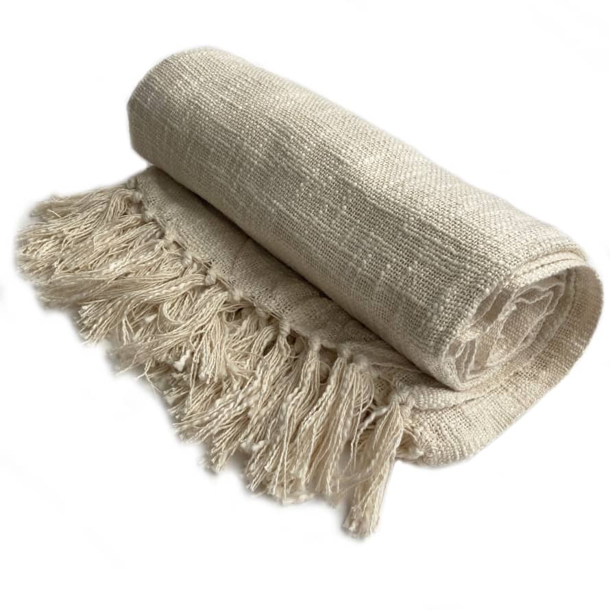Hand loomed Throw Blanket With Tassels
