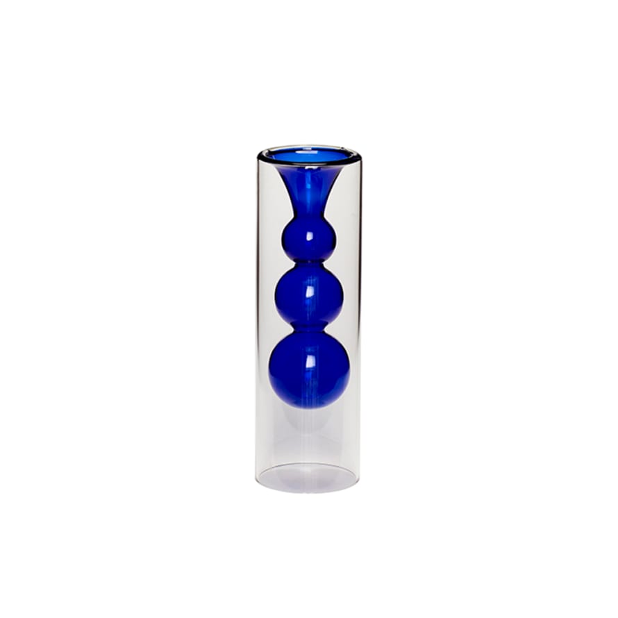 Hubsch Blue Bubble Glass Vase