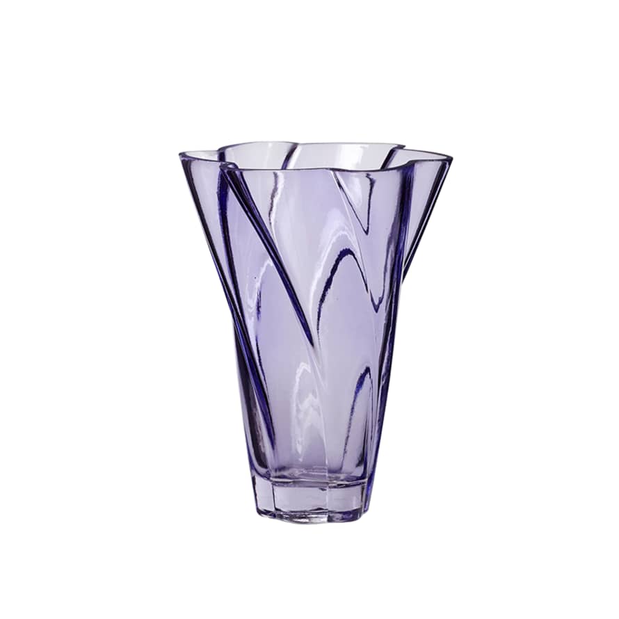 Hubsch Purple Wavy Glass Vase