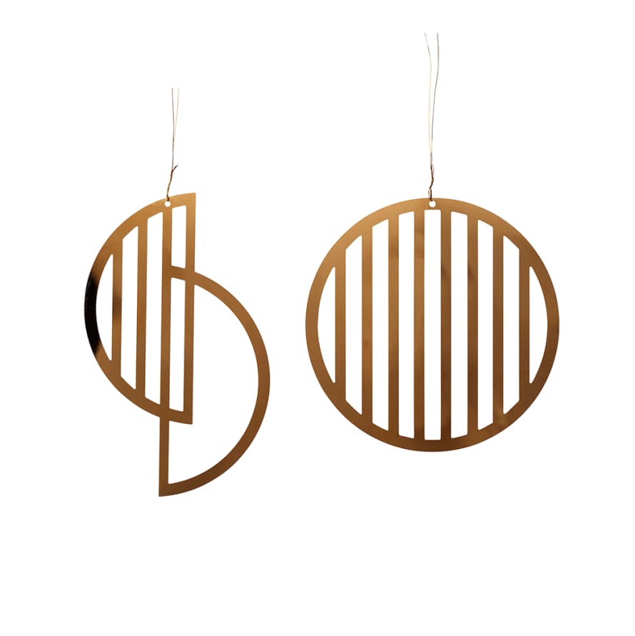 Hubsch Brass Christmas Ornaments in Moon Shapes(Set of 2)