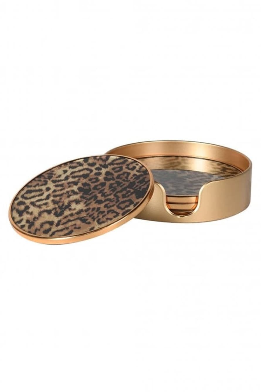 The Home Collection Set of 4 Leopard Print Coasters