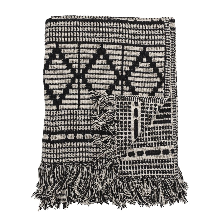 Bloomingville 130x180cm Black Recycled Cotton Throw