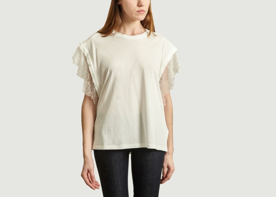 IRO White Dunes T Shirt With Lace