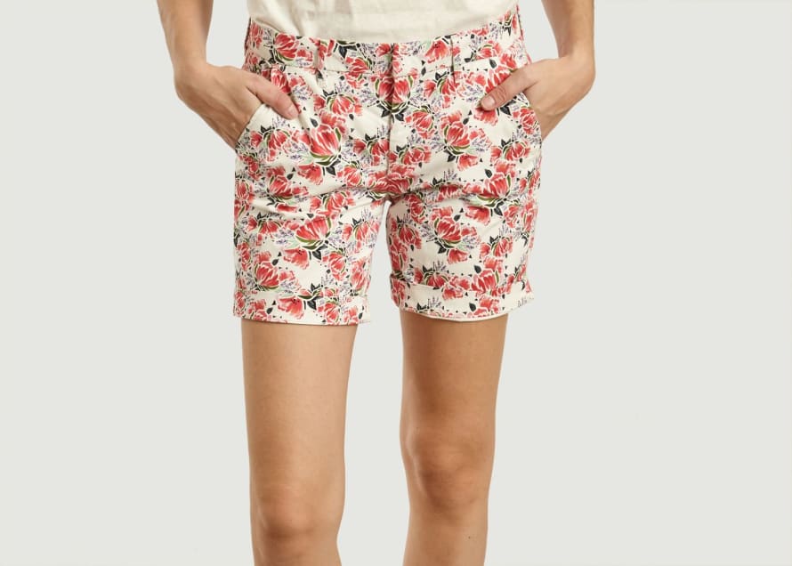 Reiko Ecru Selena Peonies Print Shorts