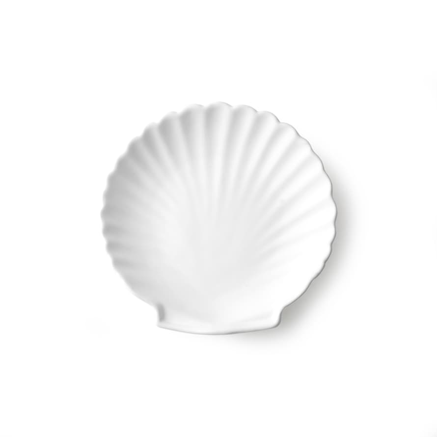 HK Living Set of 2 White Matt M Athena Ceramics Shell Tray
