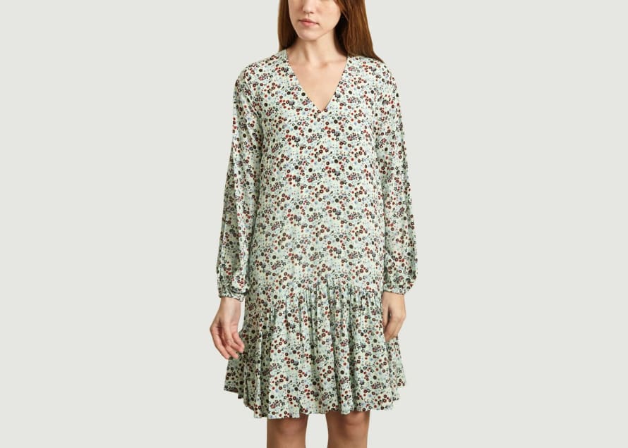 Essentiel Antwerp Mint Green Floral Print Wrap Dress