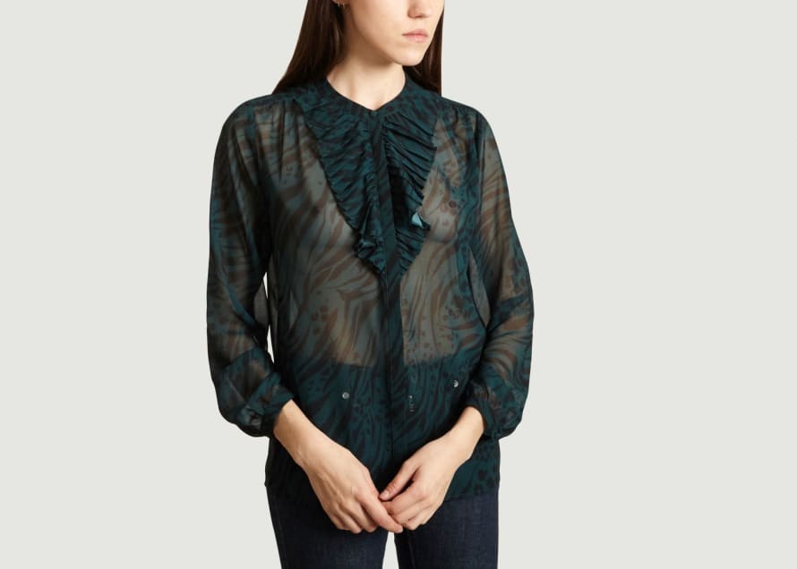 Tara Jarmon  Bottle Green Voile Blouse