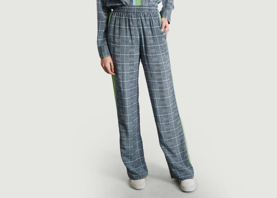 Essentiel Antwerp Blue and Grey Sorecio Chequered Trousers