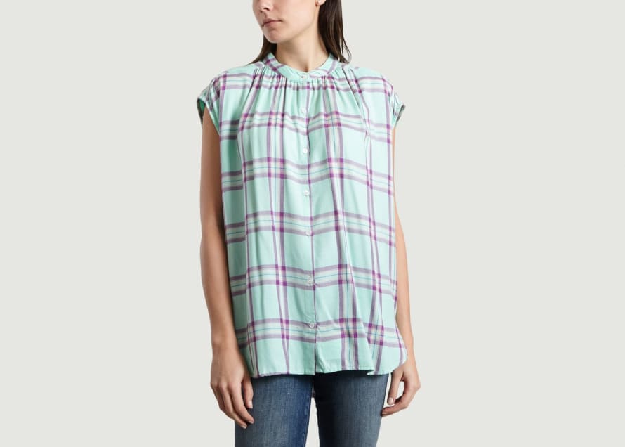 Essentiel Antwerp Mint Green and Pink Sunlight Chequered Shirt