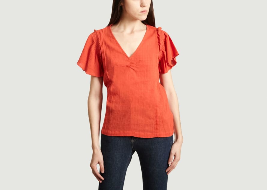 Sessun Coral Camba Jacquard Top