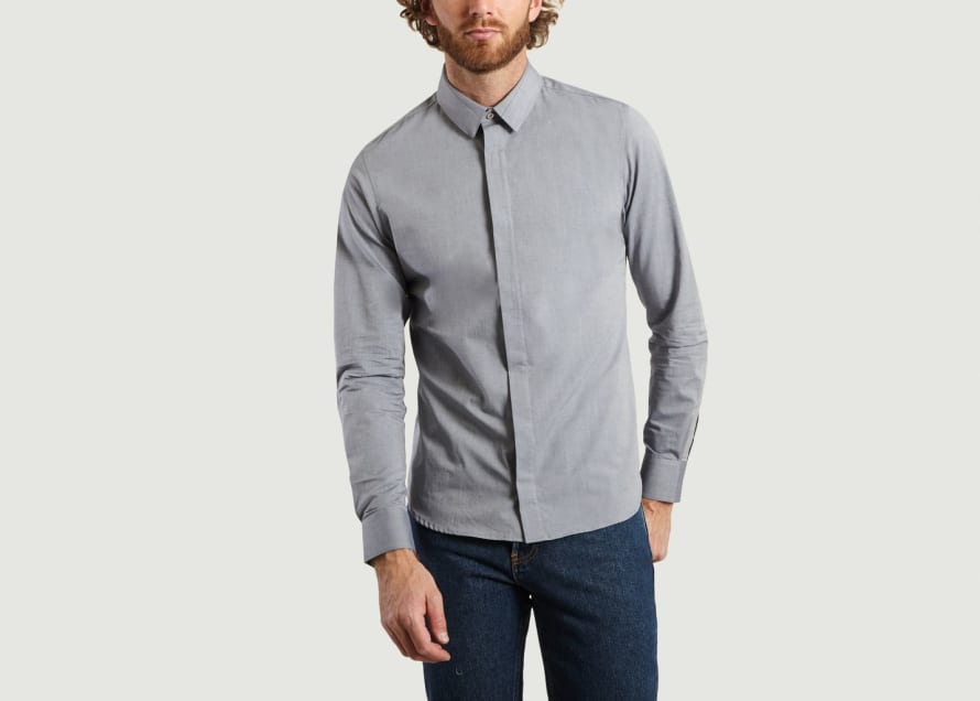 M.X MAXIME SIMOËNS Mist Blue Casual Twill Shirt