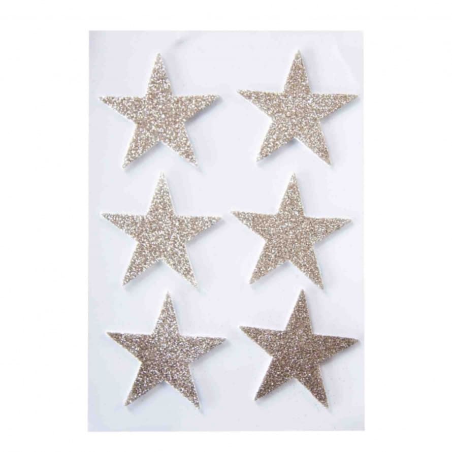 Fiorira' Un Giardino Gold Glitter  Star Stickers, Pack of 6, 6.5 cm H