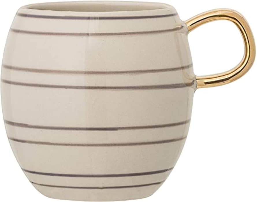 Bloomingville Oval Mug with Gold Stripes
