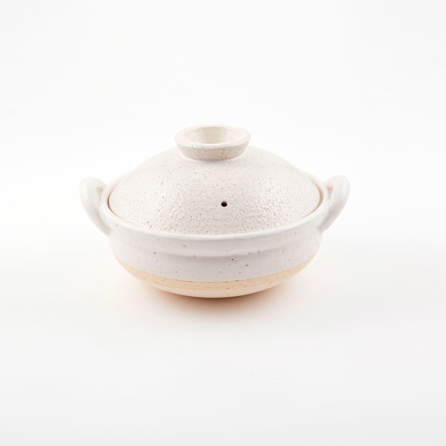 Nagatani-en Medium Mushi Nabe Steamer Donabe Clay Cooking Pot - White