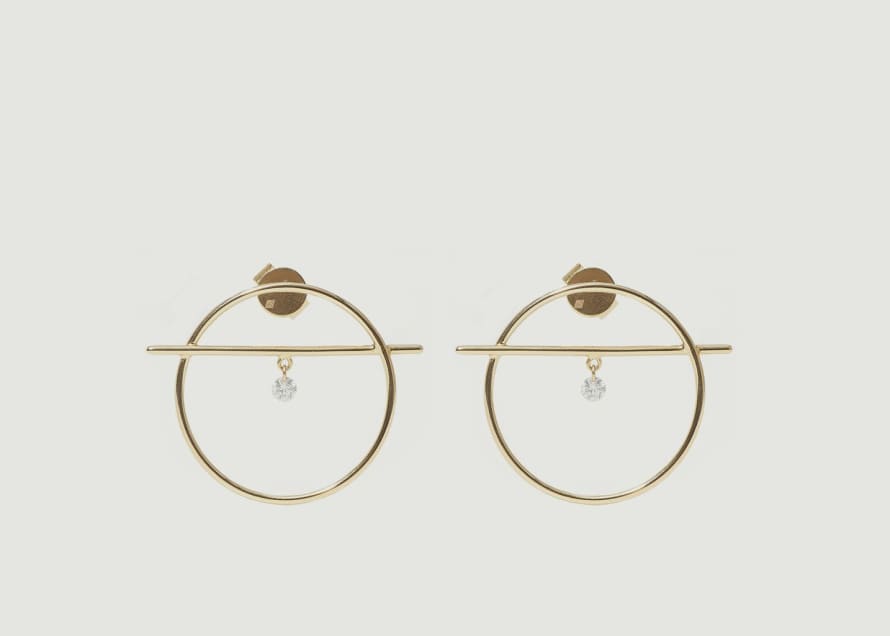 Persée Paris Fibule XS Gold And Diamond Dangling Earrings
