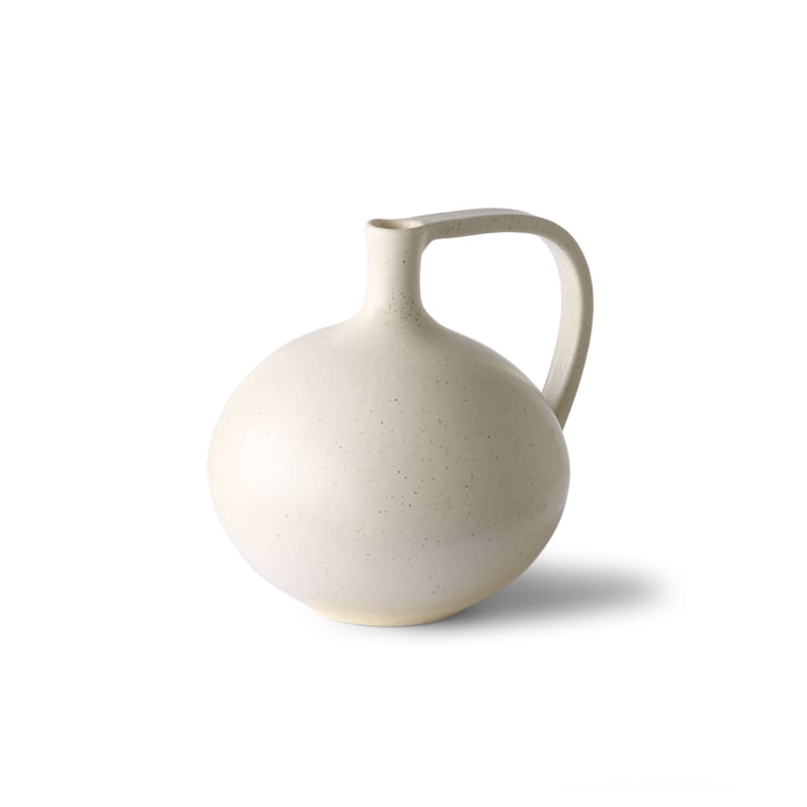 HK Living White Mottled Vase with Handle 20x18x19.5cm in Ceramic 