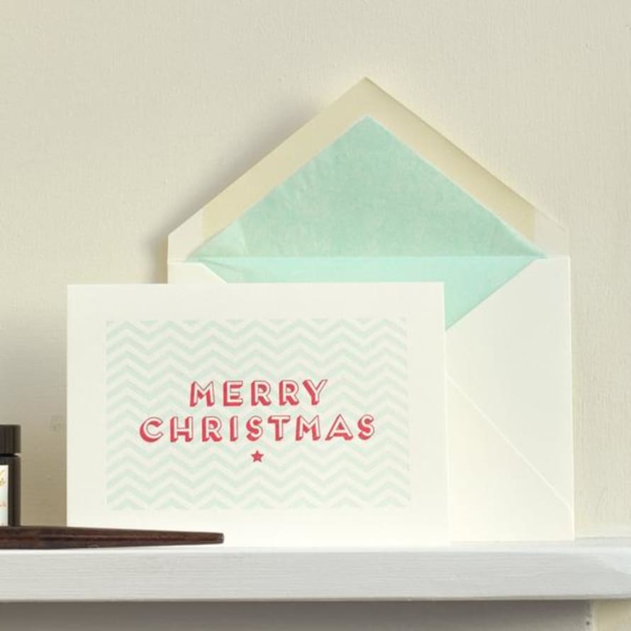 Meticulous Ink Merry Christmas Chevron Letterpress Christmas Card