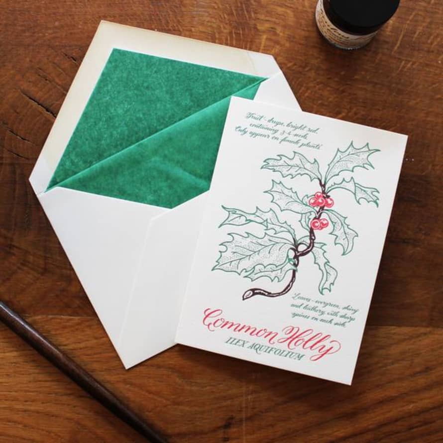 Meticulous Ink Common Holly Letterpress Christmas Card - Box Set