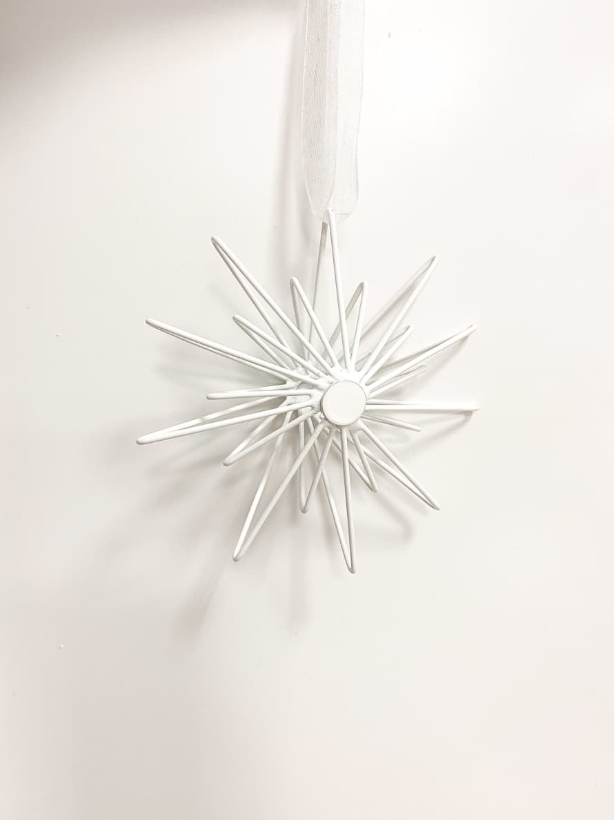 Pols Potten Set of 4 White metal hanging star ornaments, Ø 11 cm