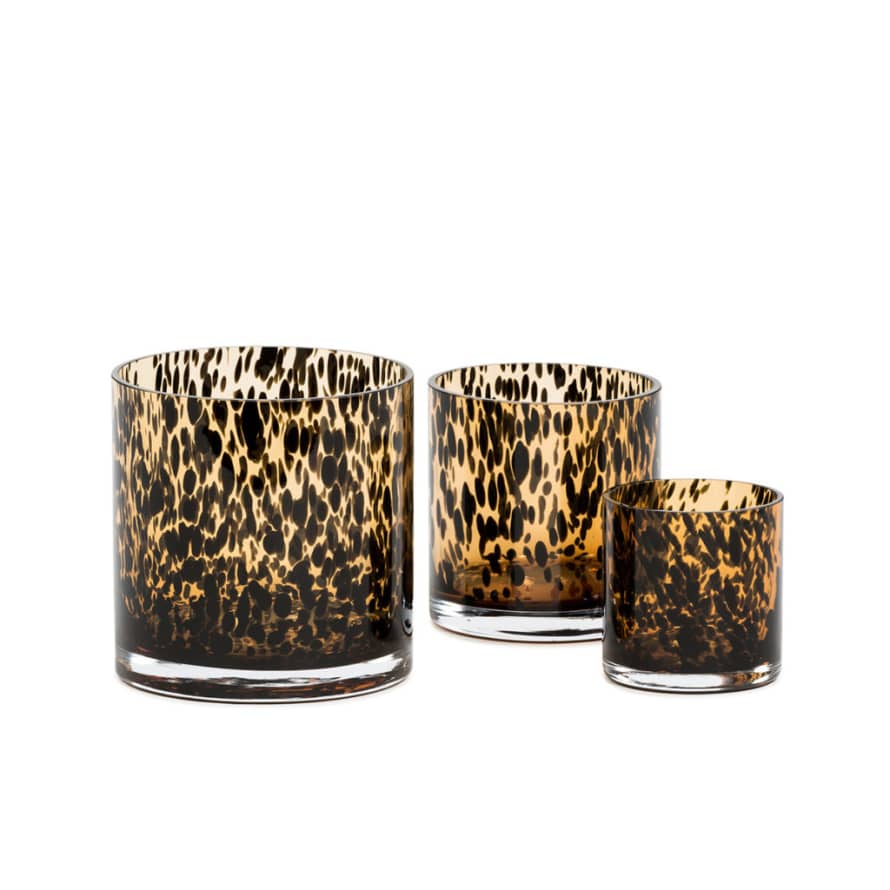 Dekocandle Set of 2 Small Vases Leopard Spotted