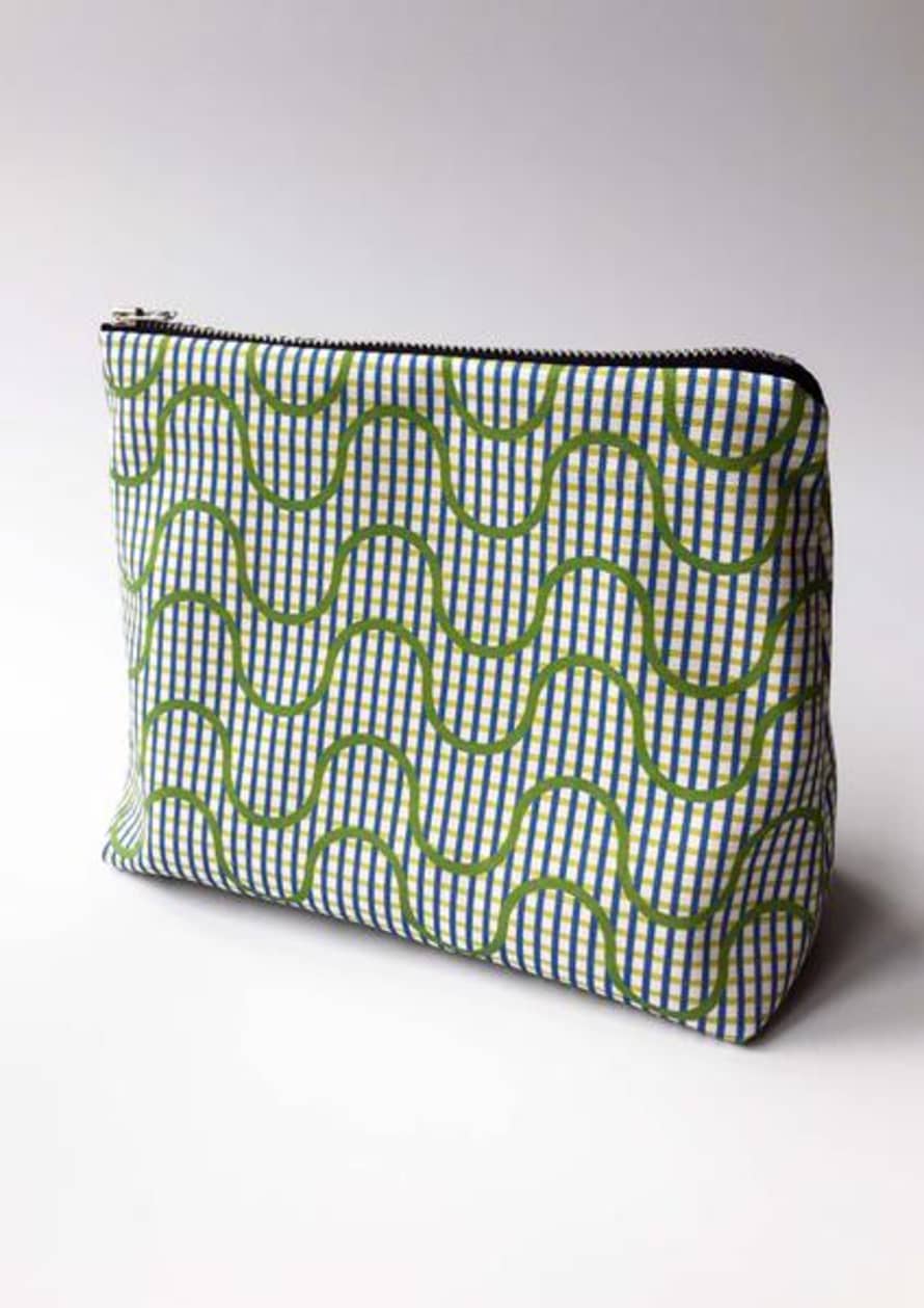 Millie Rothera Flat Base Pouch In Wave Green Play Print