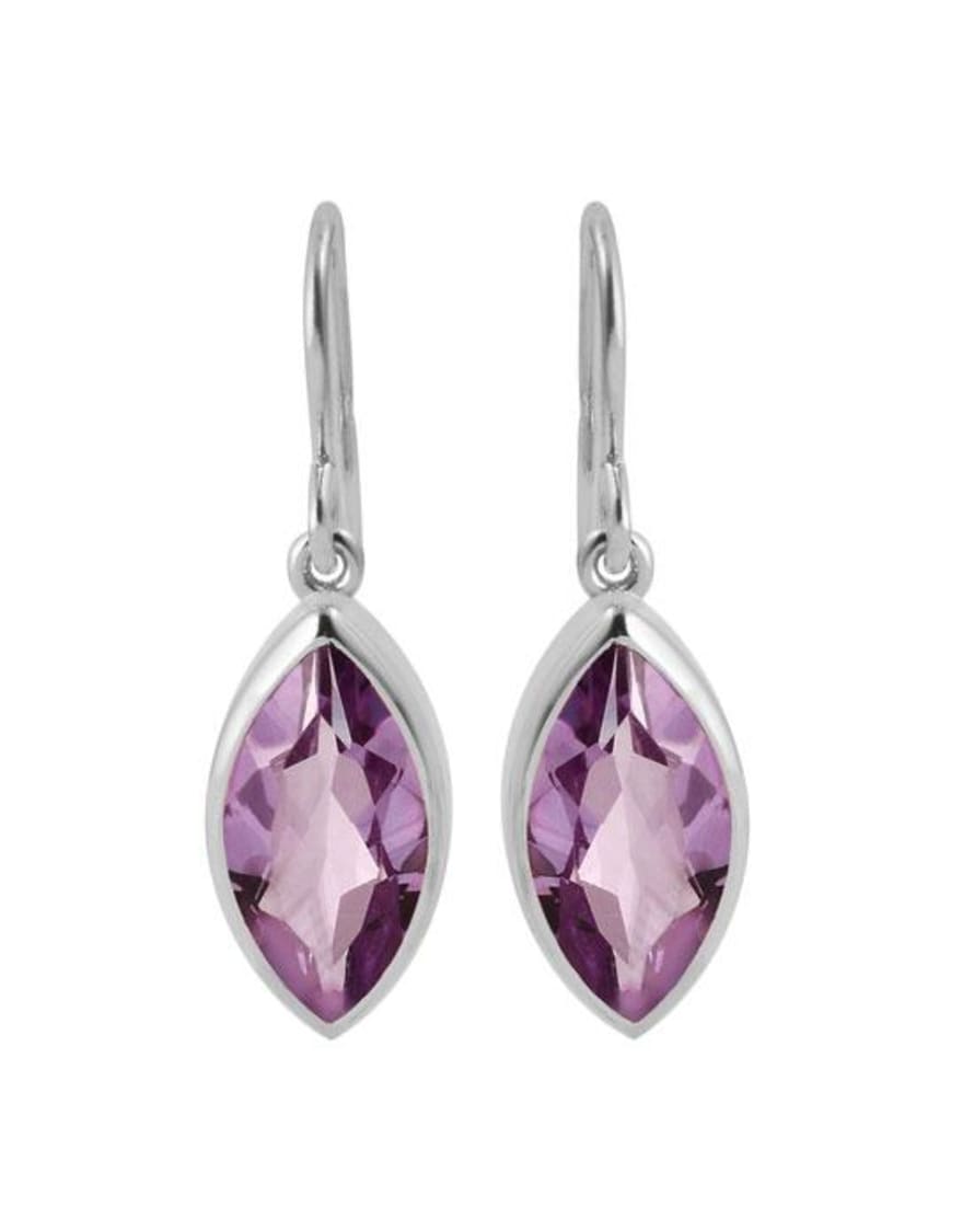 Pomegranate Marquise Earrings Silver Amethyst