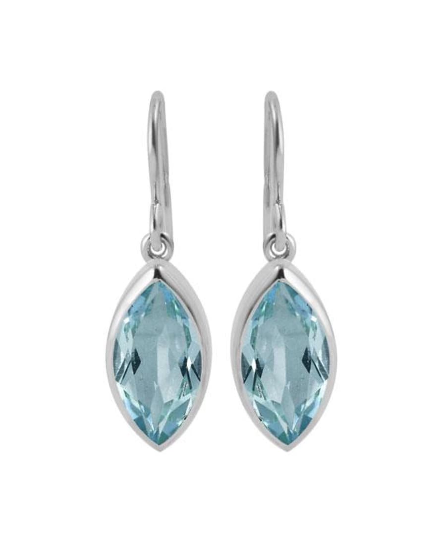 Pomegranate Marquise Earrings Silver Blue Topaz