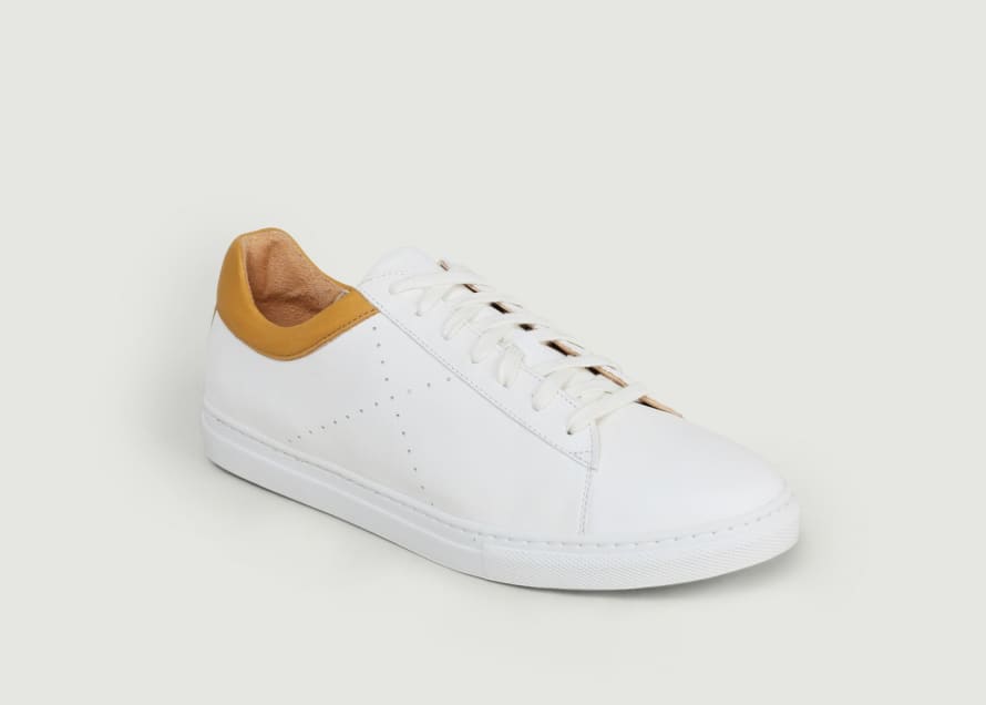 L’Exception Paris White and Ochre Sustainable Sneakers
