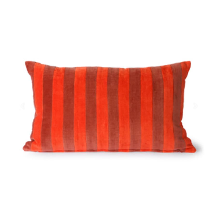 HK Living Red / Burgundy Striped Velvet Cushion 30x50