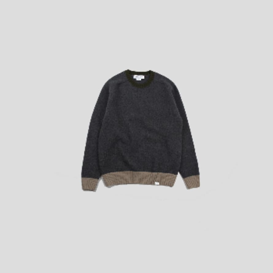 Edmmond Studio Grey Colourblock Contrast Sweater Melange 