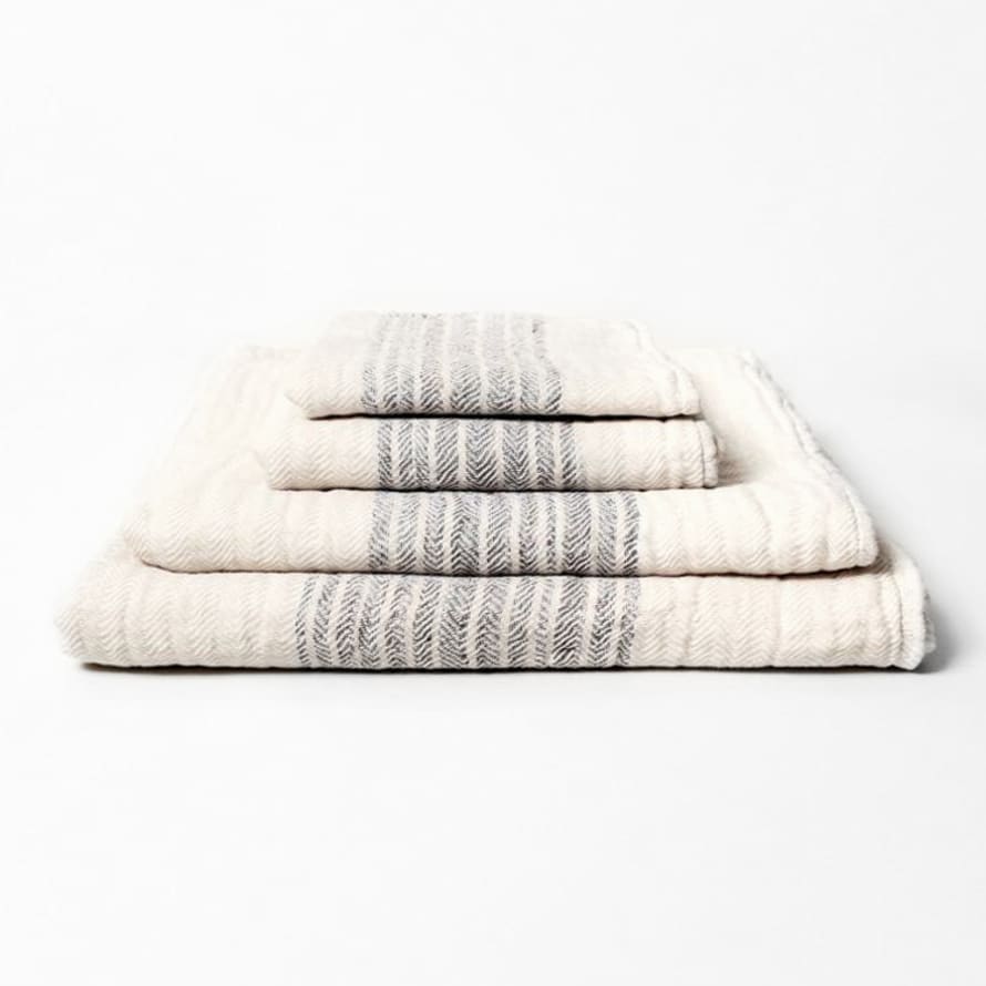 Kontex Flax Hand Towel - Grey Stripes