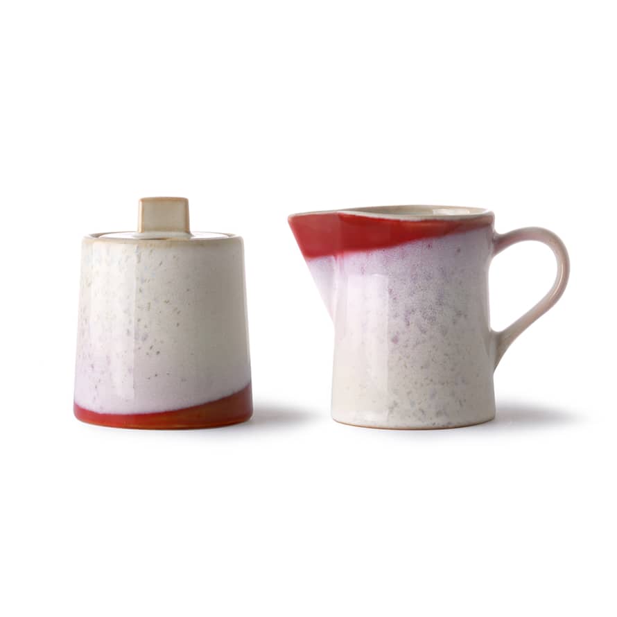 HK Living 70s Ceramics: Milk Jug & Sugar Pot, Frost