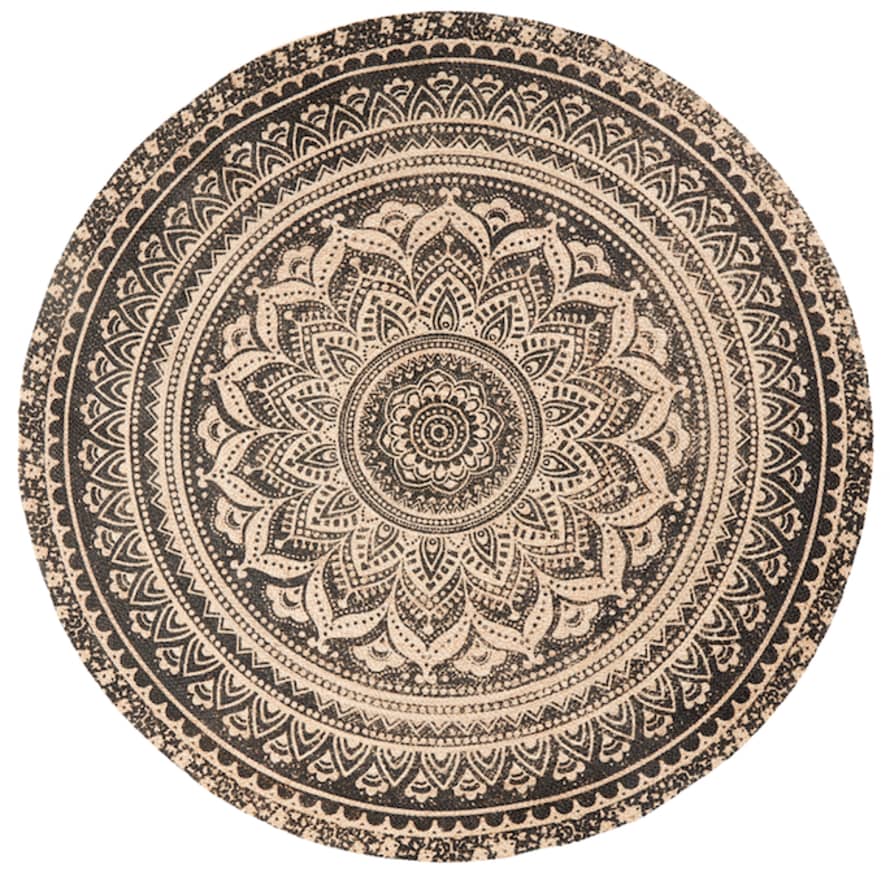 Nordal Mat Round Carpet, Black Print