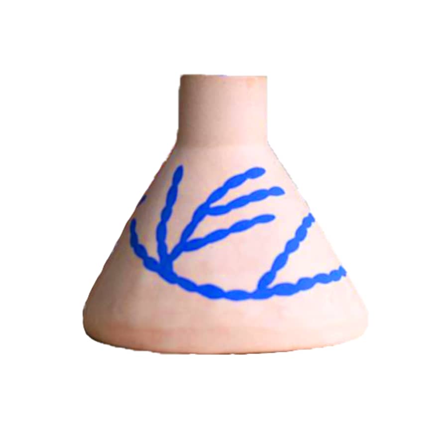 Sophie Alda Handmade Small Cone Shaped Vase - Pink & Blue