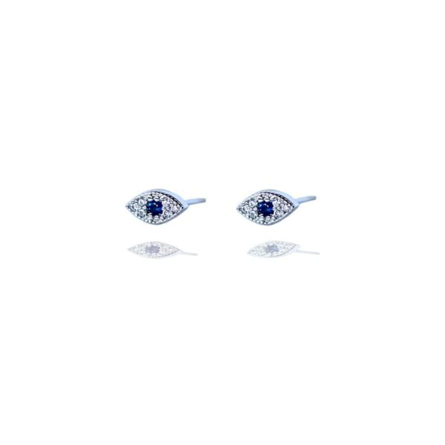 Curiouser and Curiouser Sterling Silver Sparkly Lucky Eye Stud Earrings