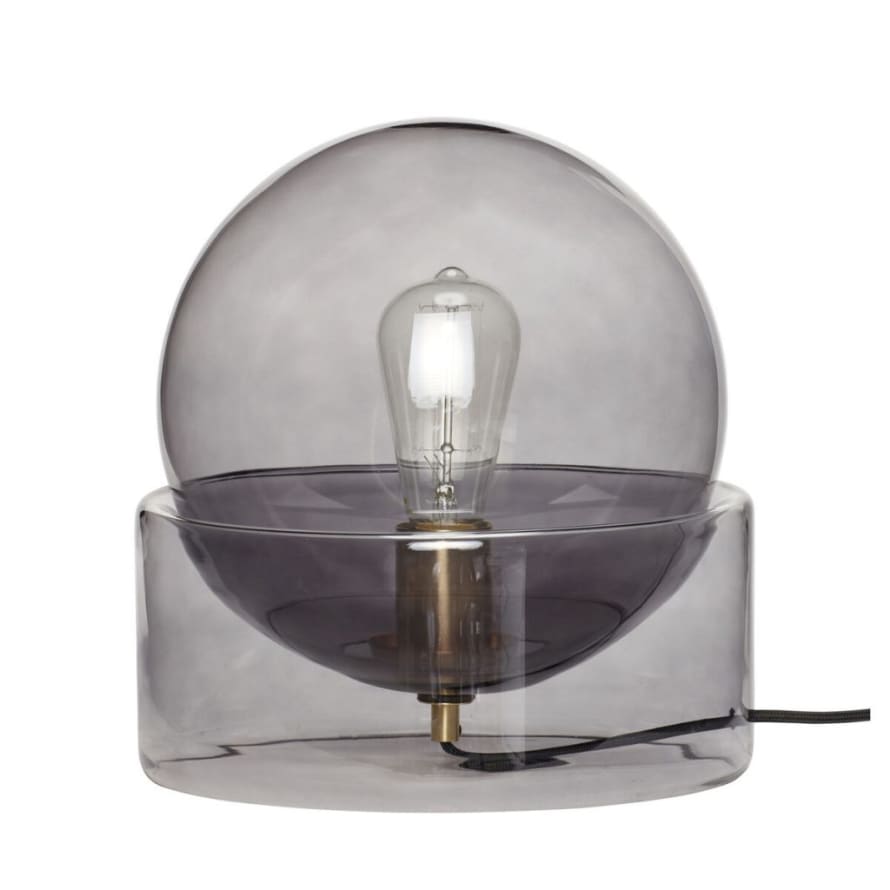 Hubsch Smokey Glass Table Lamp, 27 cm x 27 cm x 29 cm