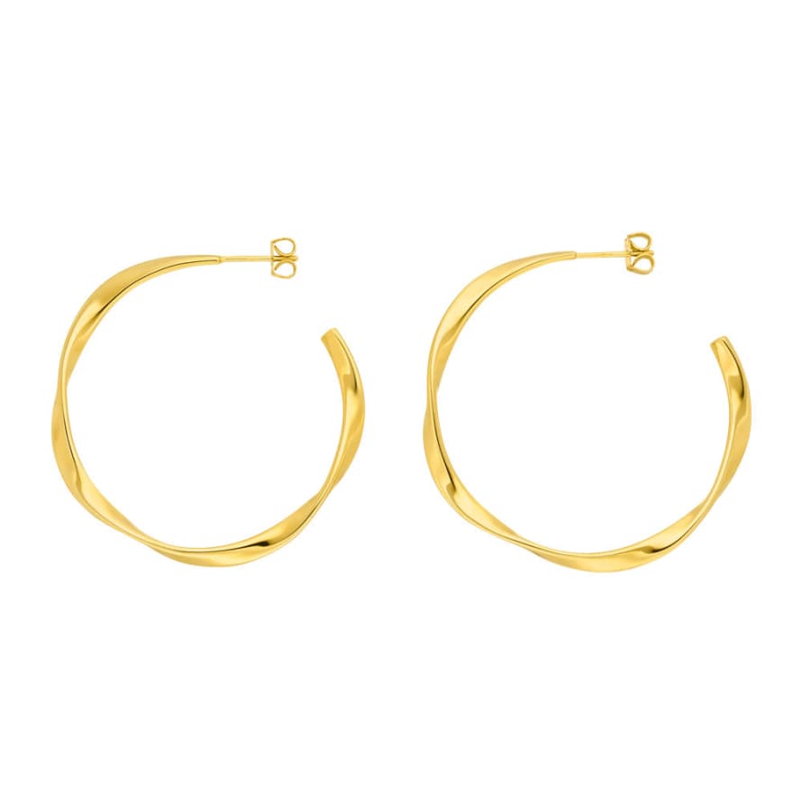 leaf jewellery Creole Earrings Twist, 40mm, 18 K Yellow Gold Plated