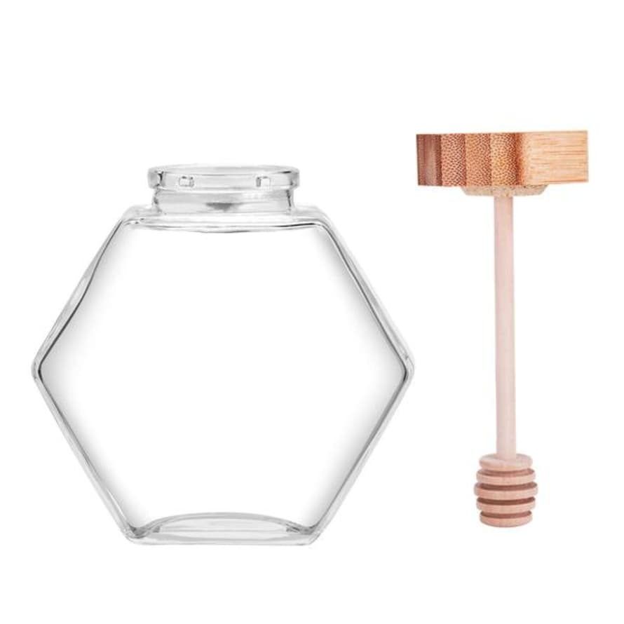 T&SHOP Honeycomb Honey Jar with Dipper