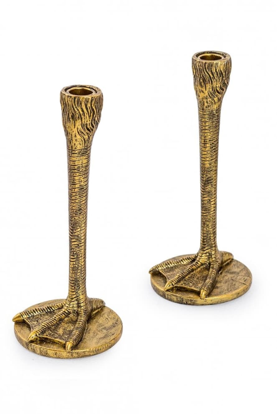 The Home Collection Antique Gold Bird Leg Candlesticks