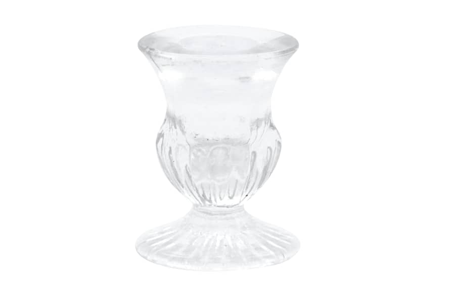Clear Glass Short Candle Stick, 6cm